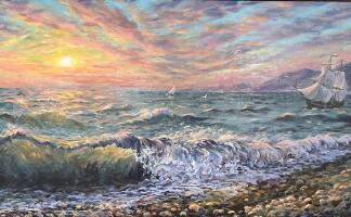 Картина «Волны Адлера на закате»