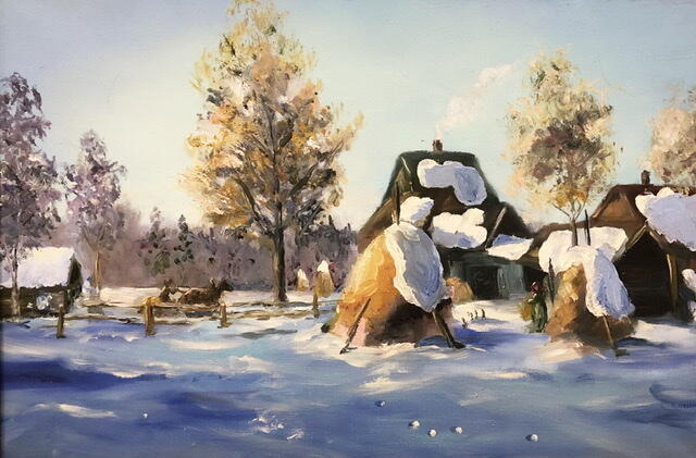 Картина «Зима в деревне»