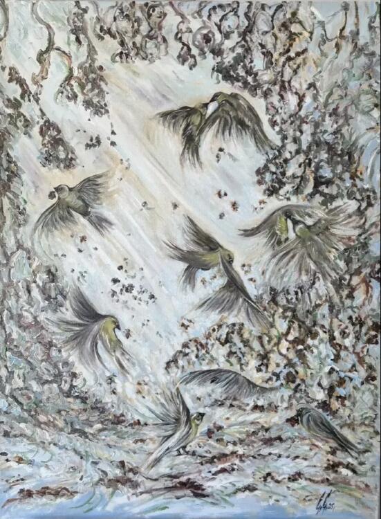 Картина «Весенний поцелуй зеленушек»