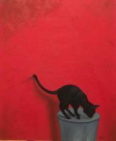 Анималистика «Кошка у красной стены»