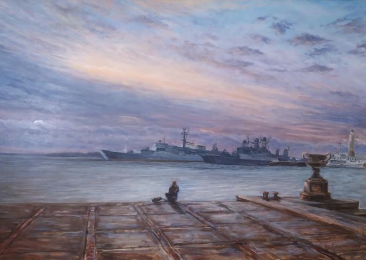 Картина "У пристани Кронштадт"