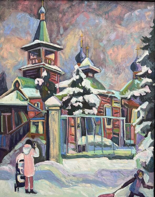 Картина «Храм в деревне Бородино»