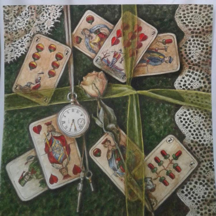 Картина "Обманка с картами" Картина "Обманка с картами"