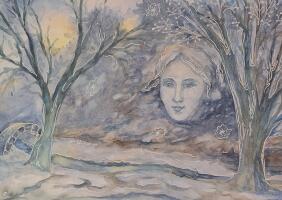 Картина «Ночь перед Крещением. Снег почти растаял»