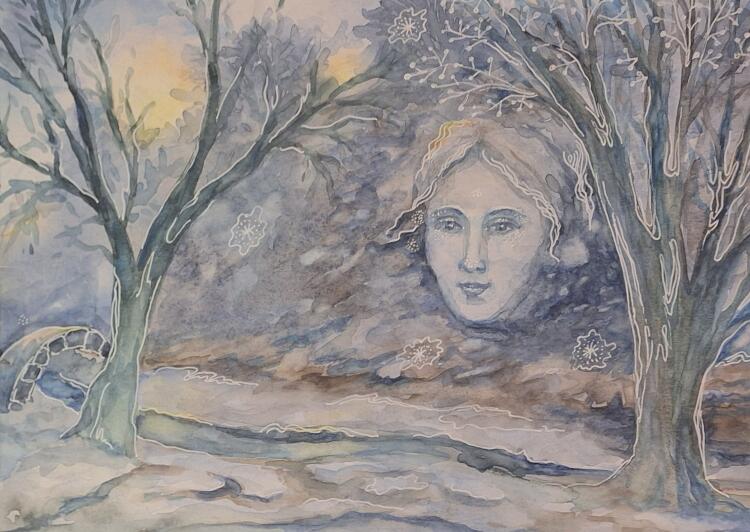 Картина «Ночь перед Крещением. Снег почти растаял»