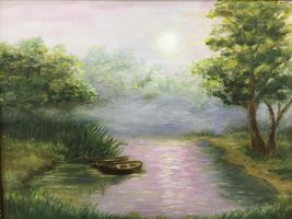 Картина "Лесное озеро"