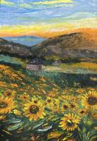 Картина «Горный пейзаж с подсолнухами»