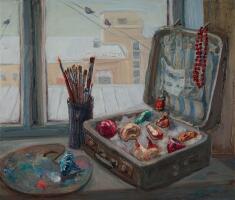 Натюрморт «Сквозь время. Гирлянда за окном»