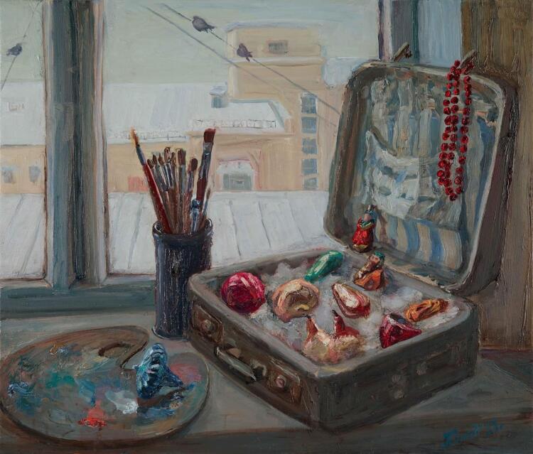 Натюрморт «Сквозь время. Гирлянда за окном»