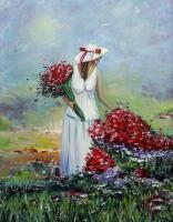 Картина "Танец девушки с цветами"