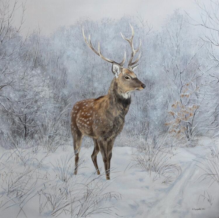 Картина «Лес. Зима. Олень» Картина «Лес. Зима. Олень»