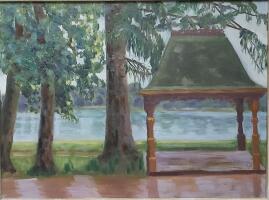 Картина "Набережная Углича после дождя"