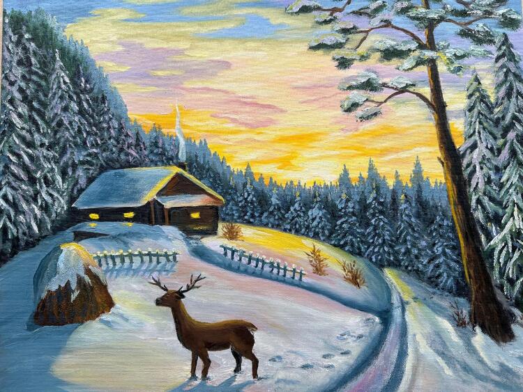 Пейзаж ‘Рождественский вечер» Пейзаж ‘Рождественский вечер»