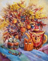 Картина "Осень и совы"