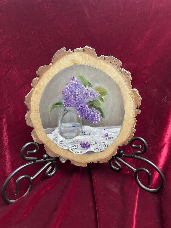 Срез на дереве дуба «Нежность в стекле»