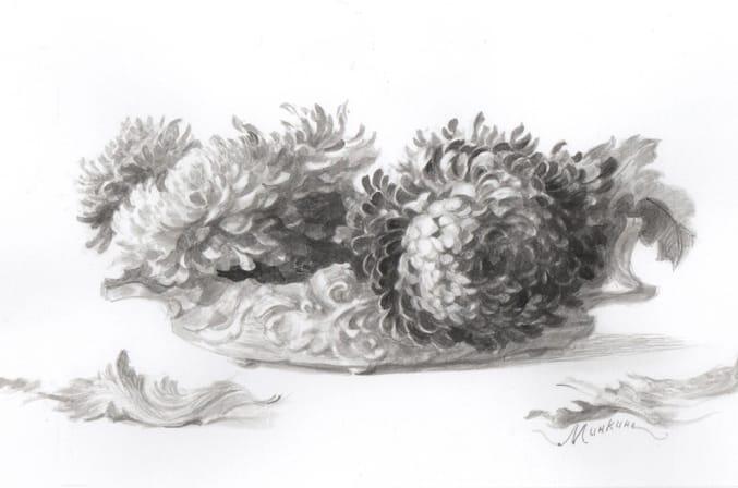 Картина «Хризантемы в фарфоре»